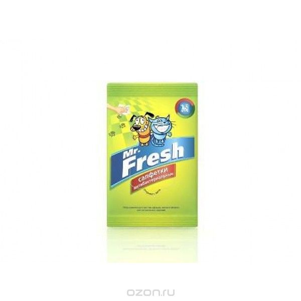 Mr.Fresh Салфетки антибактериальные влажные для лап 15 шт