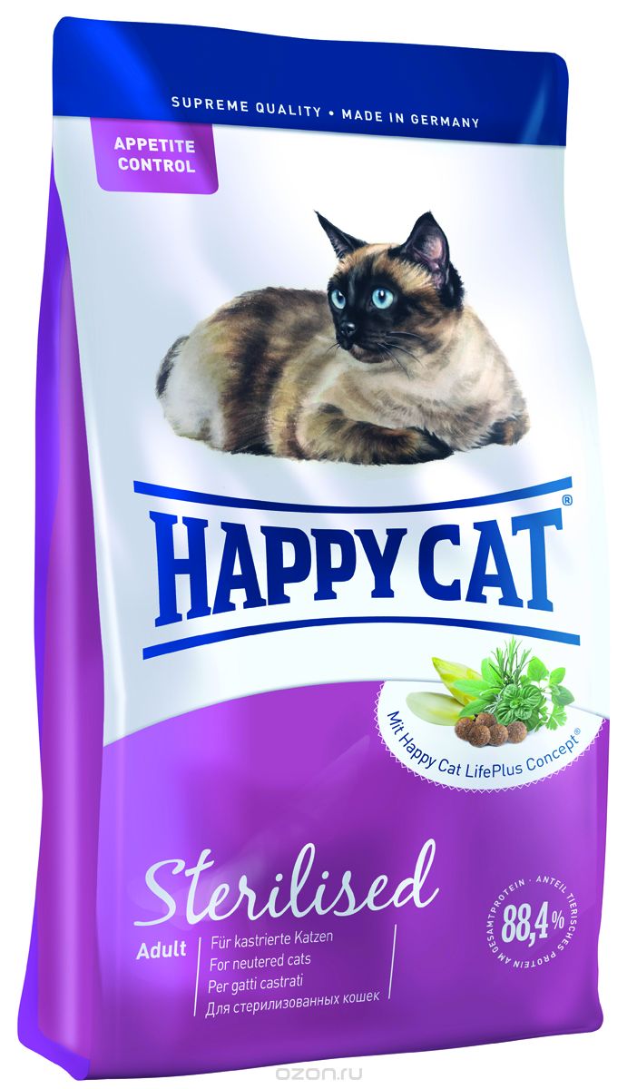 Happy Cat Adult "Sterilised", для кастрированный и стерилизованных кошек ,4 кг